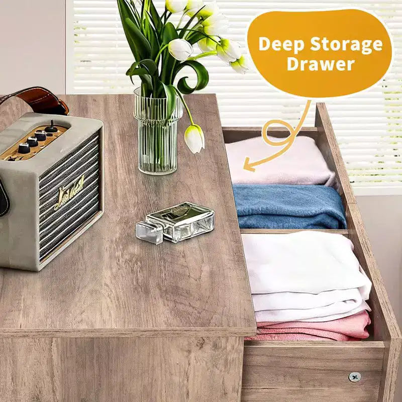 Karl Home 6-Drawer Large Dresser for Bedroom and Chest of Drawers with Sturdy Construction Wood Storage Organizer for Closet In Grey