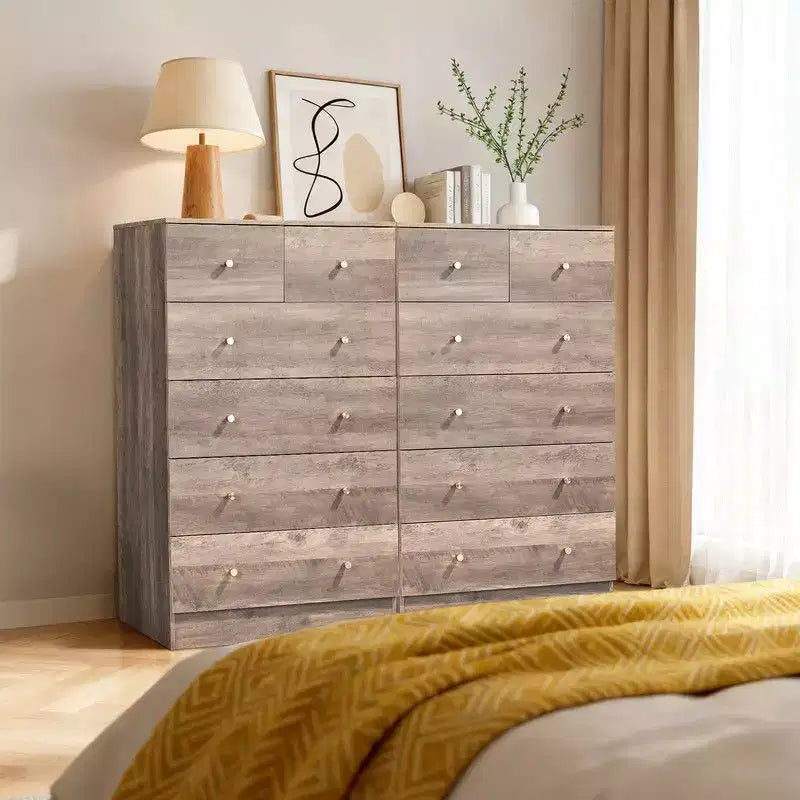 Karl Home 6-Drawer Large Dresser for Bedroom and Chest of Drawers with Sturdy Construction Wood Storage Organizer for Closet In Grey