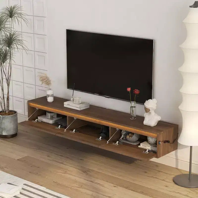GDFStudio Faye 64.96 Modern Wooden TV Stand with Led Lights and Power Outlet