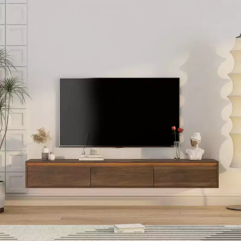 GDFStudio Faye 64.96 Modern Wooden TV Stand with Led Lights and Power Outlet