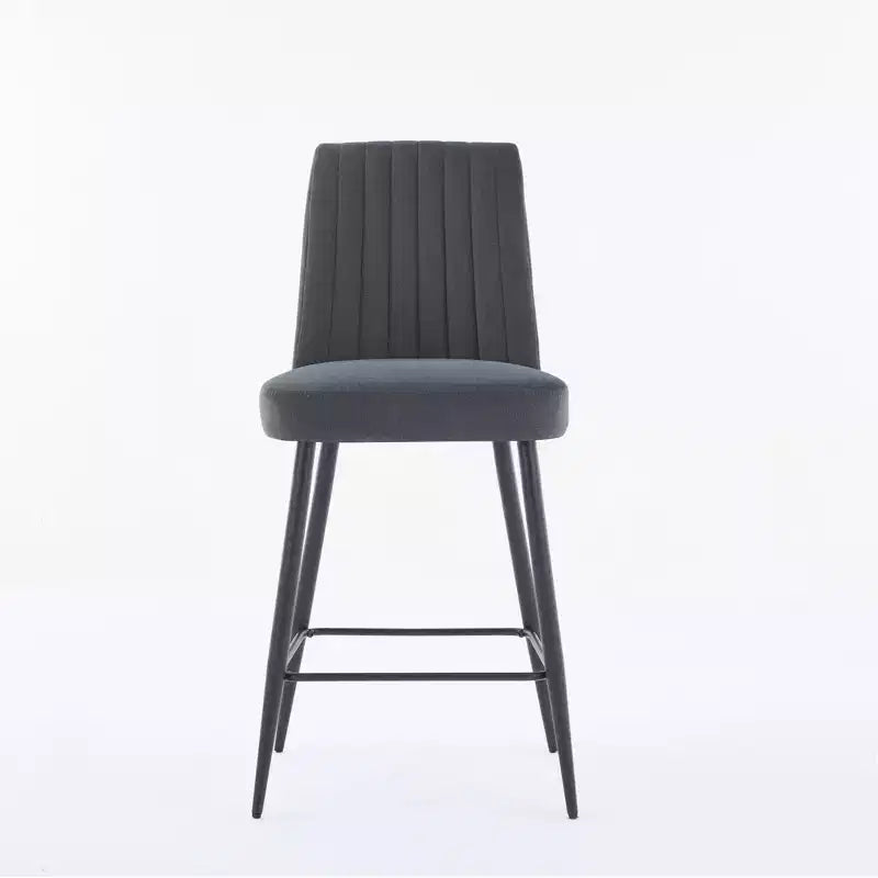 Okak Bar Stools Set of 2, Adjustable Iron Base Bar Chairs with Simple Velvet Upholstery, Vesratile Seating for Bar Counter, Kitchen