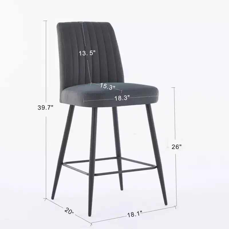 Okak Bar Stools Set of 2, Adjustable Iron Base Bar Chairs with Simple Velvet Upholstery, Vesratile Seating for Bar Counter, Kitchen