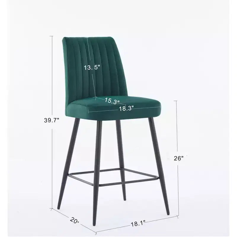 Okak Bar Stools Set of 2, Adjustable Iron Base Bar Chairs with Simple Velvet Upholstery, Vesratile Seating for Bar Counter, Kitchen