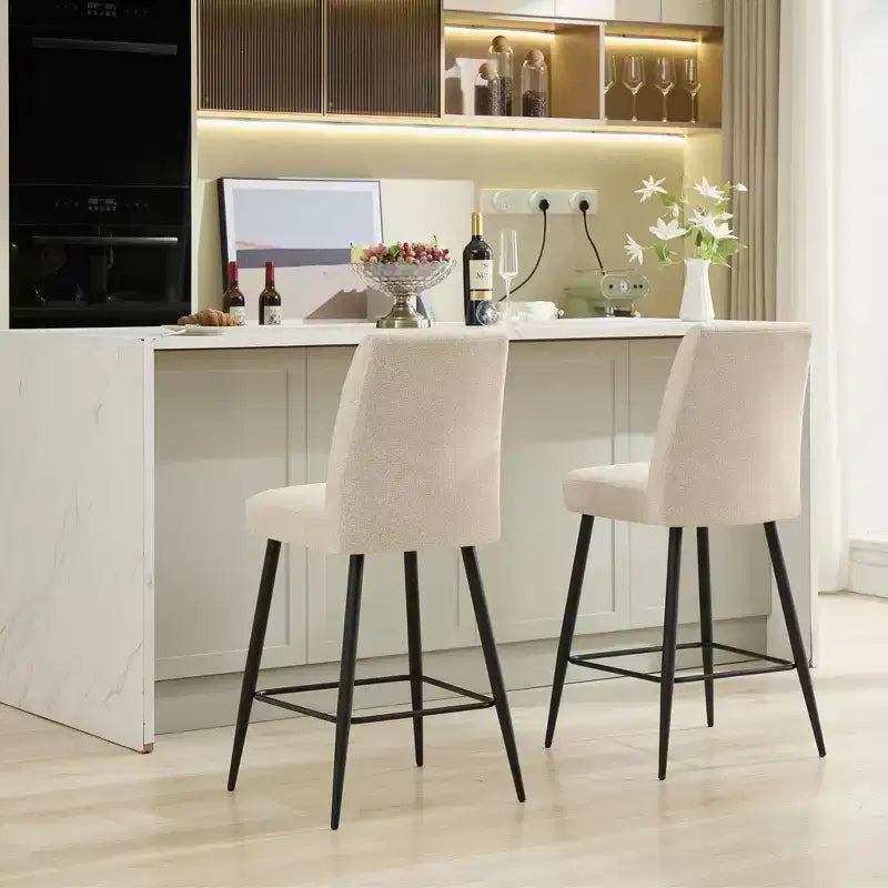 Okak Bar Stools Set of 2, Adjustable Iron Base Bar Chairs with Simple Velvet Upholstery, Vesratile Seating for Bar Counter, Kitchen