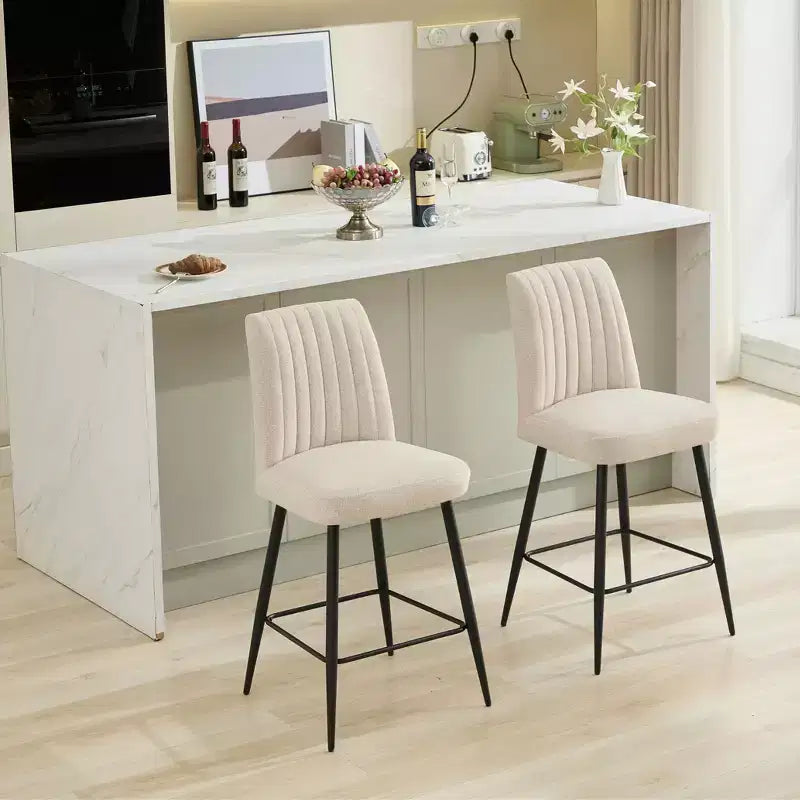 Okak Bar Stools Set of 2, Adjustable Iron Base Bar Chairs with Simple Velvet Upholstery, Vesratile Seating for Bar Counter, Kitchen