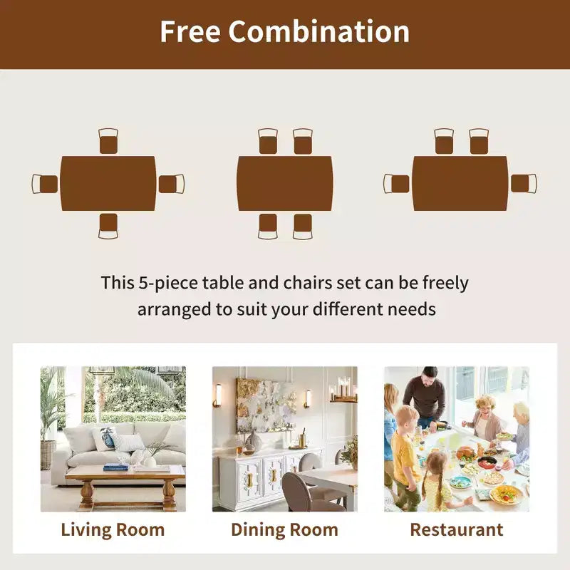 Homy Casa 47 Mid-Century Wood Dining Table, Modern Rectangle Kitchen & Dining Room Table, Brown