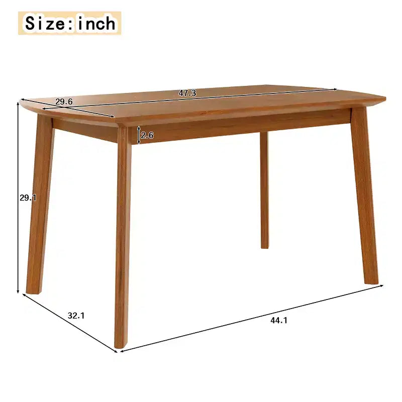 Homy Casa 47 Mid-Century Wood Dining Table, Modern Rectangle Kitchen & Dining Room Table, Brown