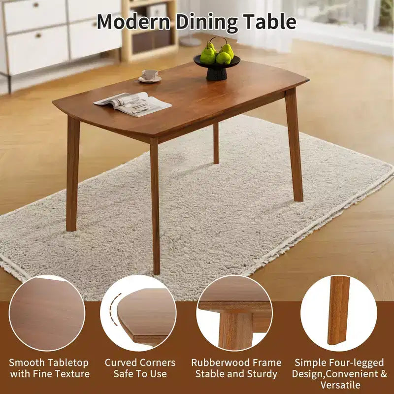 Homy Casa 47 Mid-Century Wood Dining Table, Modern Rectangle Kitchen & Dining Room Table, Brown