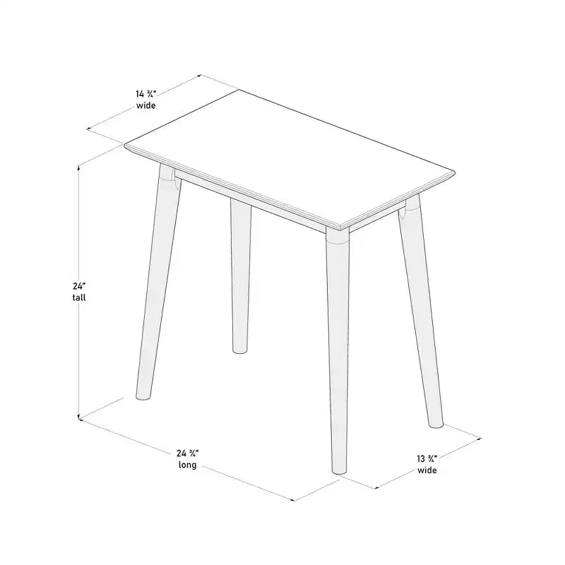 Mid-Century Modern Rectangular Side Table (24in x 15in / 630mm x 375mm)