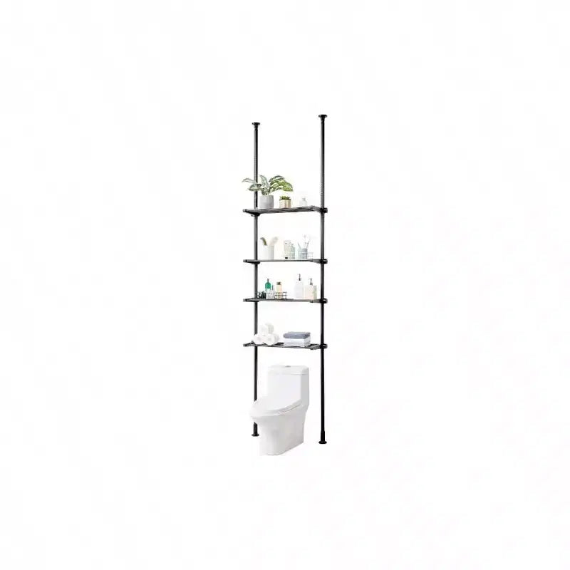 Over Toilet Shelf 4 - Tier Adjustable Storage Rack Low - Carbon Steel Small Bathroom Space Saver Laundry Room