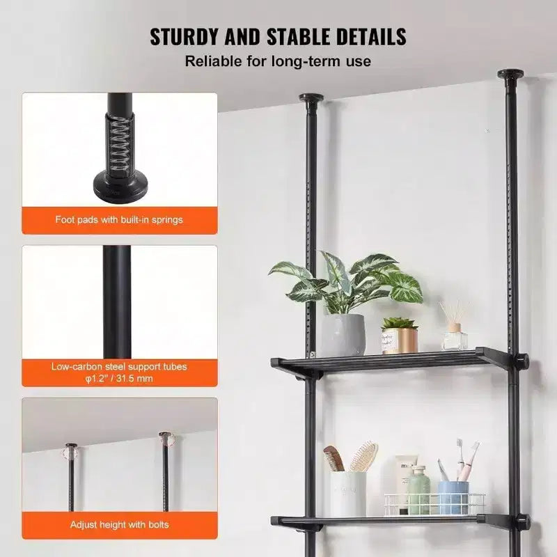 Over Toilet Shelf 4 - Tier Adjustable Storage Rack Low - Carbon Steel Small Bathroom Space Saver Laundry Room