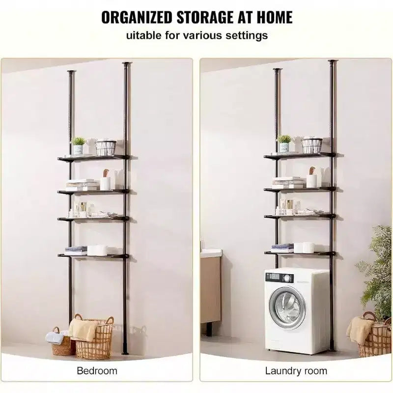 Over Toilet Shelf 4 - Tier Adjustable Storage Rack Low - Carbon Steel Small Bathroom Space Saver Laundry Room