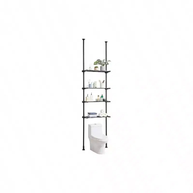 Over Toilet Shelf 4 - Tier Adjustable Storage Rack Low - Carbon Steel Small Bathroom Space Saver Laundry Room