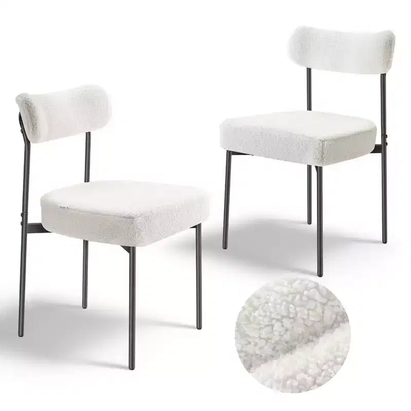 VEVOR Dining Chairs Set of 2, Mid Century Modern Accent Chairs, Upholstered Side Chair , with Curved Backrest and Black Metal Legs