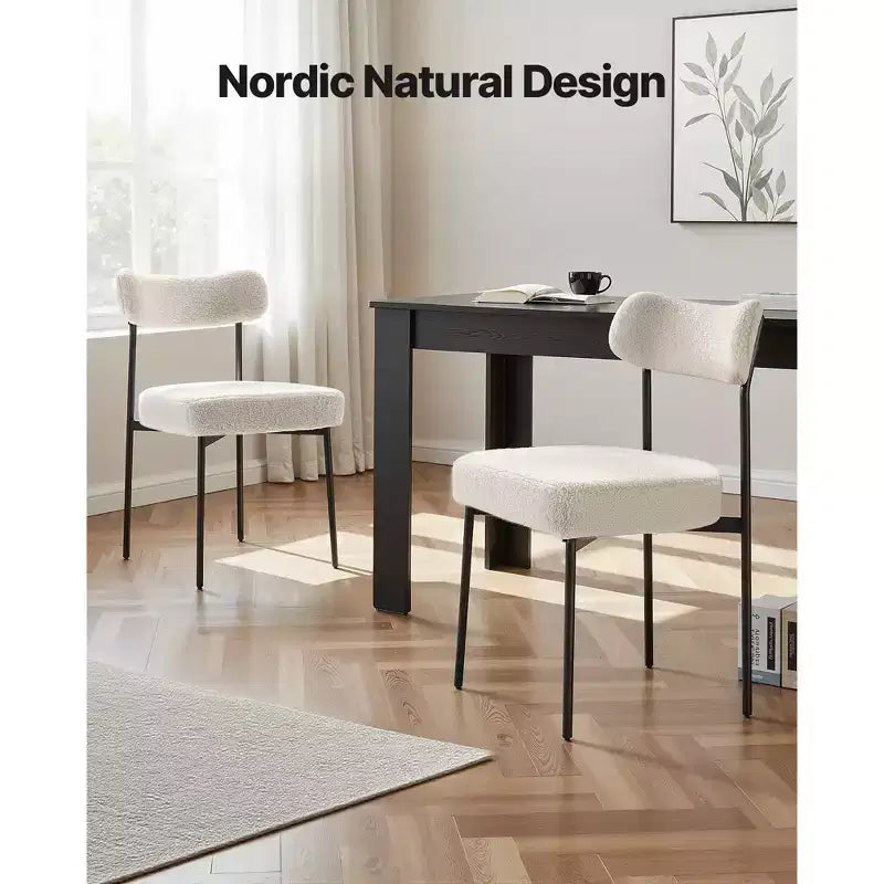 VEVOR Dining Chairs Set of 2, Mid Century Modern Accent Chairs, Upholstered Side Chair , with Curved Backrest and Black Metal Legs