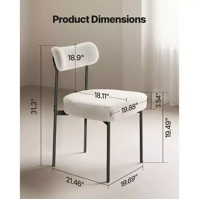 VEVOR Dining Chairs Set of 2, Mid Century Modern Accent Chairs, Upholstered Side Chair , with Curved Backrest and Black Metal Legs