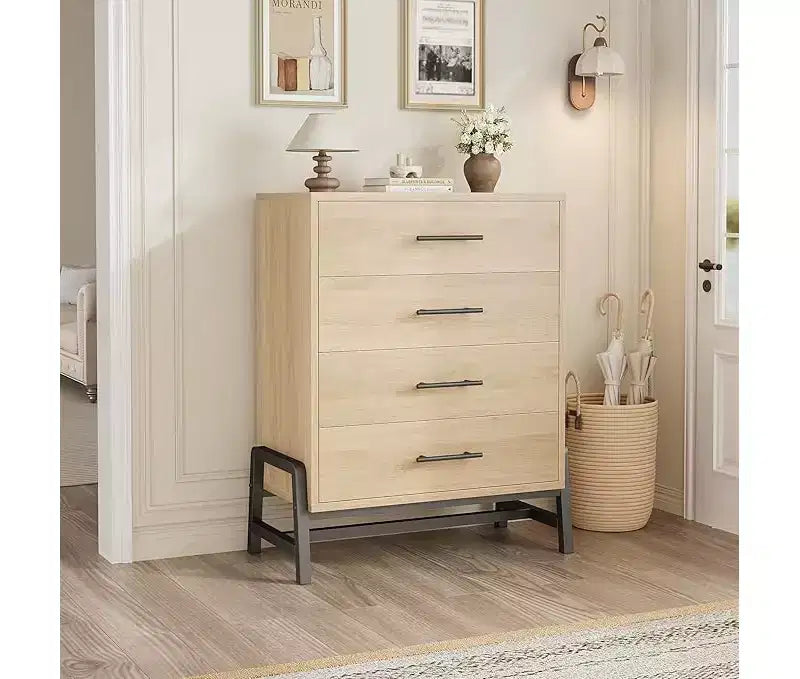 4 Dresser for Bedroom, 38.6 Tall Dresser, Tall Drawer with Storage Freestanding, Wooden Closet Storage Chest for Living Room, Bedroom, Entryway