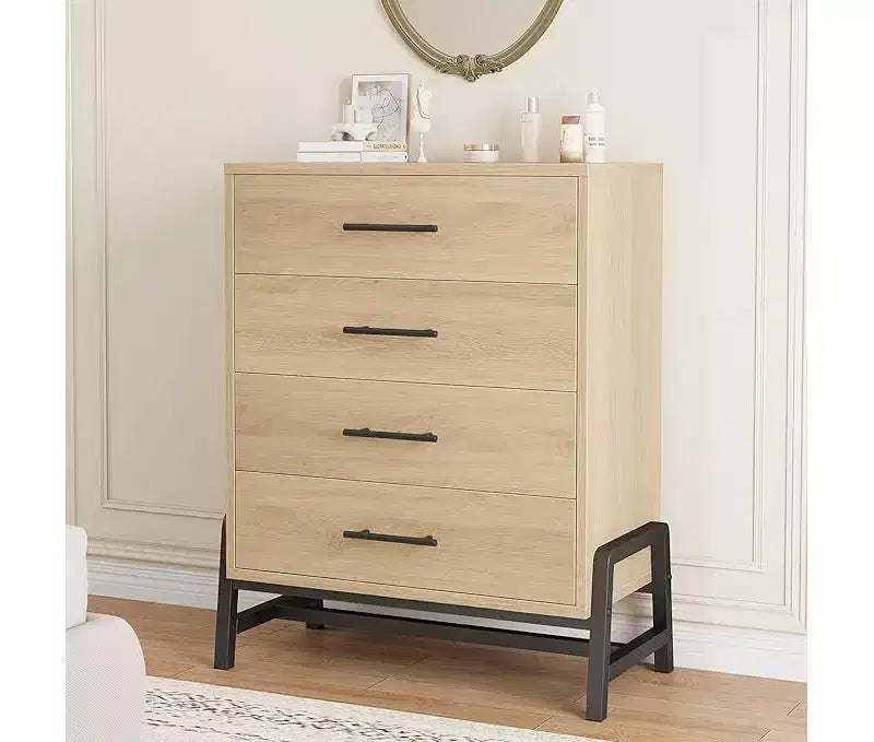 4 Dresser for Bedroom, 38.6 Tall Dresser, Tall Drawer with Storage Freestanding, Wooden Closet Storage Chest for Living Room, Bedroom, Entryway
