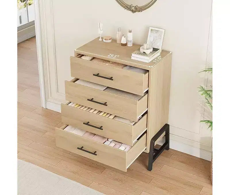 4 Dresser for Bedroom, 38.6 Tall Dresser, Tall Drawer with Storage Freestanding, Wooden Closet Storage Chest for Living Room, Bedroom, Entryway