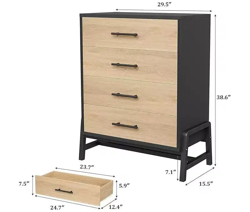 4 Dresser for Bedroom, 38.6 Tall Dresser, Tall Drawer with Storage Freestanding, Wooden Closet Storage Chest for Living Room, Bedroom, Entryway