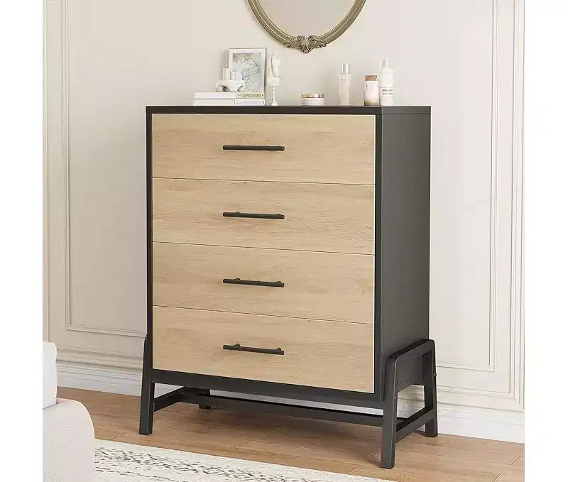 4 Dresser for Bedroom, 38.6 Tall Dresser, Tall Drawer with Storage Freestanding, Wooden Closet Storage Chest for Living Room, Bedroom, Entryway