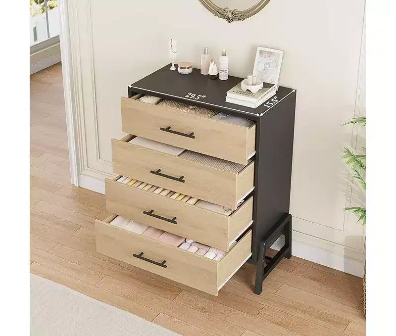4 Dresser for Bedroom, 38.6 Tall Dresser, Tall Drawer with Storage Freestanding, Wooden Closet Storage Chest for Living Room, Bedroom, Entryway