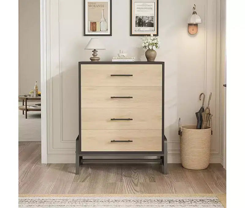 4 Dresser for Bedroom, 38.6 Tall Dresser, Tall Drawer with Storage Freestanding, Wooden Closet Storage Chest for Living Room, Bedroom, Entryway