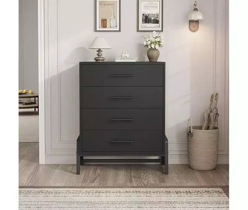 4 Dresser for Bedroom, 38.6 Tall Dresser, Tall Drawer with Storage Freestanding, Wooden Closet Storage Chest for Living Room, Bedroom, Entryway