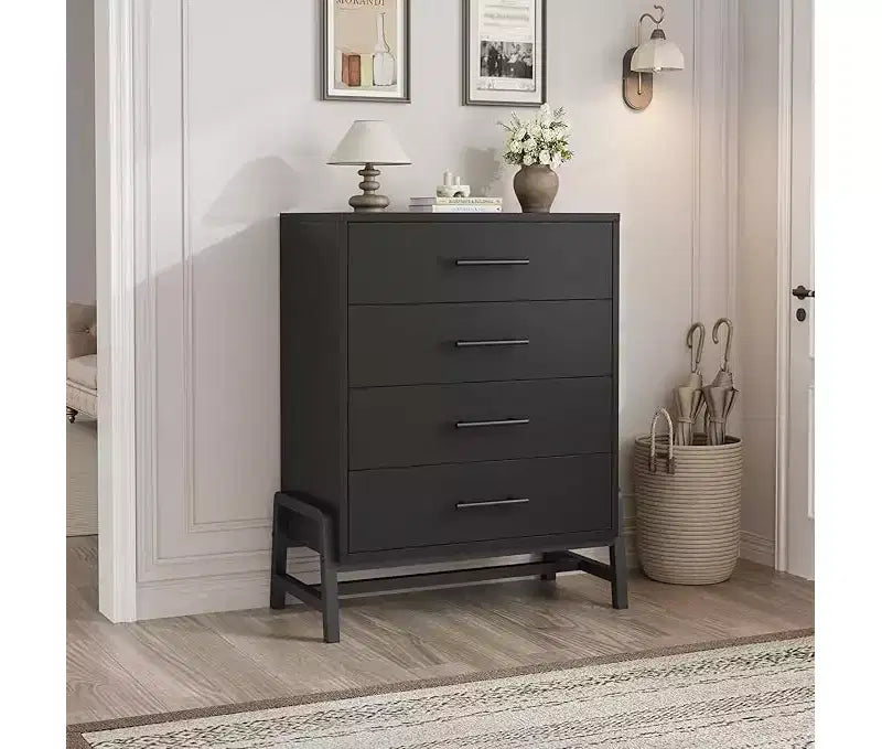 4 Dresser for Bedroom, 38.6 Tall Dresser, Tall Drawer with Storage Freestanding, Wooden Closet Storage Chest for Living Room, Bedroom, Entryway