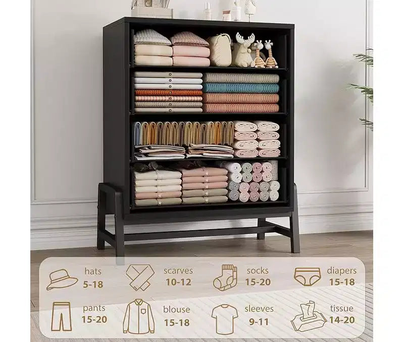 4 Dresser for Bedroom, 38.6 Tall Dresser, Tall Drawer with Storage Freestanding, Wooden Closet Storage Chest for Living Room, Bedroom, Entryway