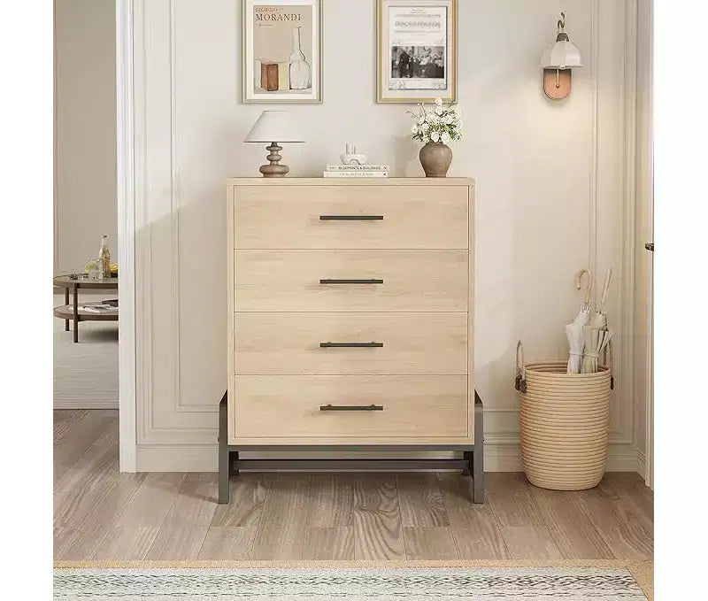 4 Dresser for Bedroom, 38.6 Tall Dresser, Tall Drawer with Storage Freestanding, Wooden Closet Storage Chest for Living Room, Bedroom, Entryway