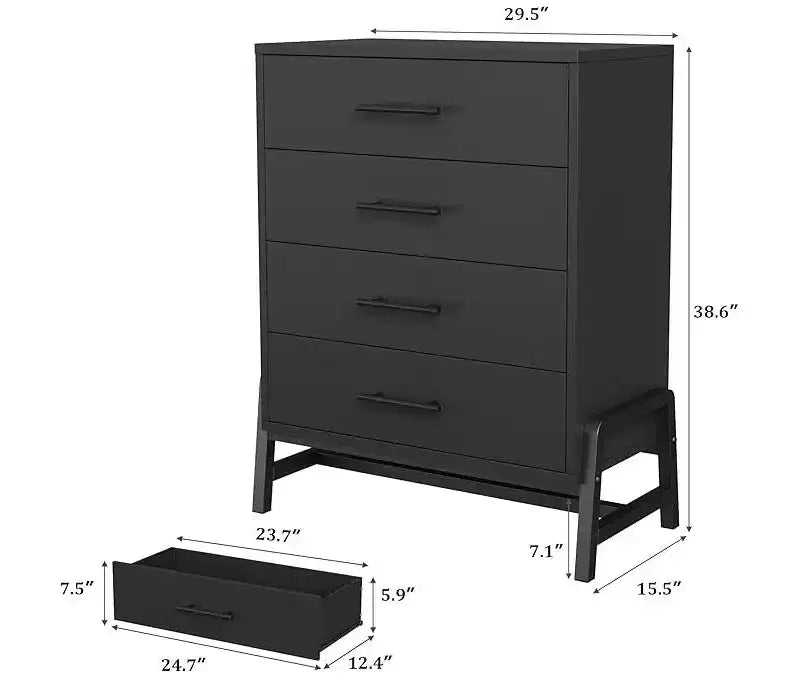 4 Dresser for Bedroom, 38.6 Tall Dresser, Tall Drawer with Storage Freestanding, Wooden Closet Storage Chest for Living Room, Bedroom, Entryway