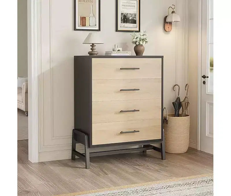 4 Dresser for Bedroom, 38.6 Tall Dresser, Tall Drawer with Storage Freestanding, Wooden Closet Storage Chest for Living Room, Bedroom, Entryway