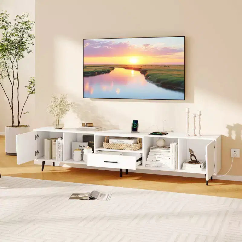 Costway 79 TV Stand for TVs up to 90 Inches Entertainment Center w/ AC Outlets