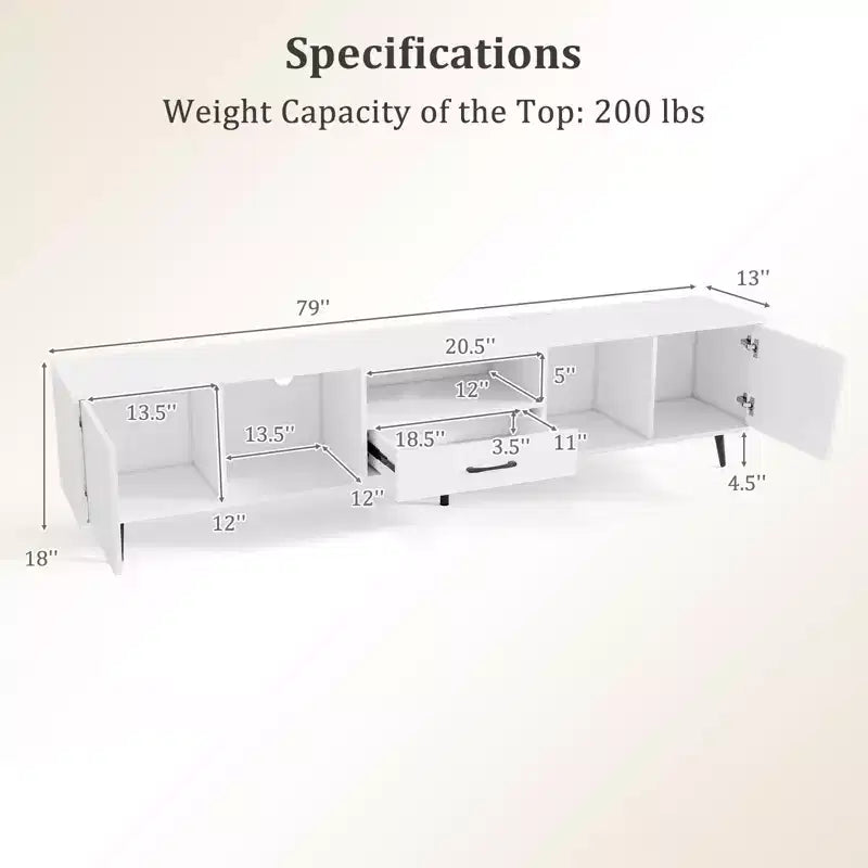 Costway 79 TV Stand for TVs up to 90 Inches Entertainment Center w/ AC Outlets