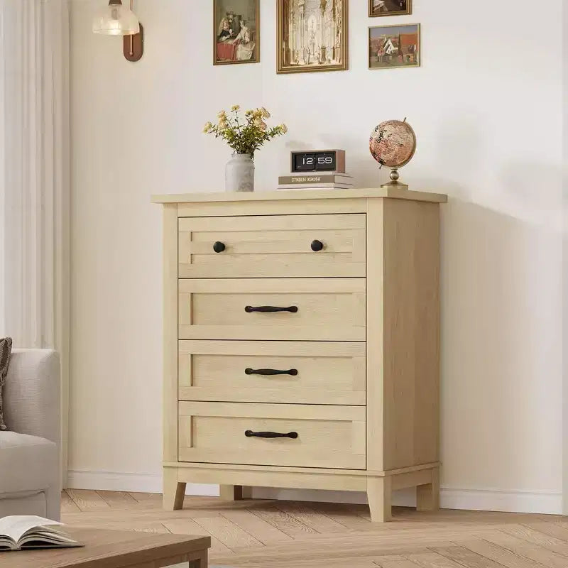 Commode de chambre à coucher avec 4 tiroirs en bois pour placard Commode