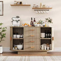 Buffet de salle à manger avec rangement, meuble de bar à café cannelé avec 4 tiroirs