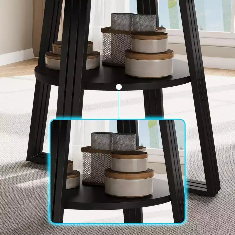Table à manger ronde pour 4-6 personnes, table de cuisine de style campagnard de 120 cm avec rangement