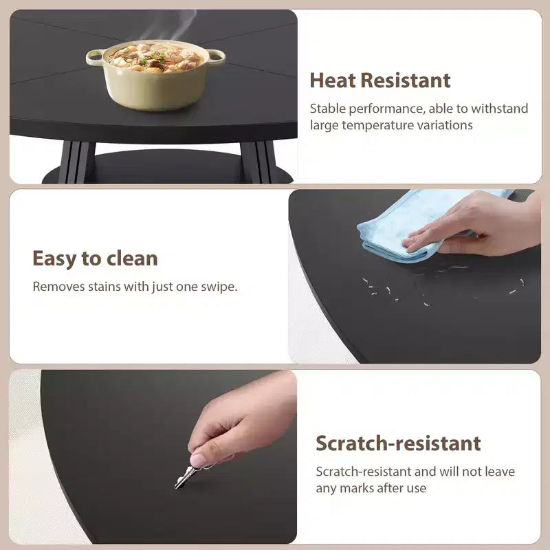 Table à manger ronde pour 4-6 personnes, table de cuisine de style campagnard de 120 cm avec rangement