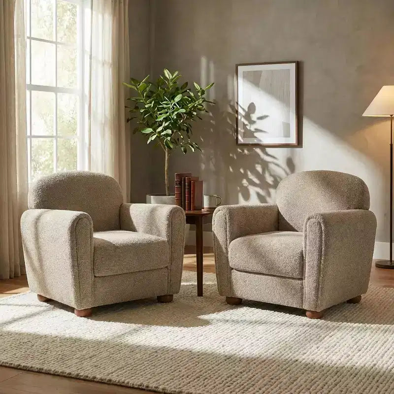 Fauteuil d'appoint moderne en bois rembourré avec accoudoirs arrondis