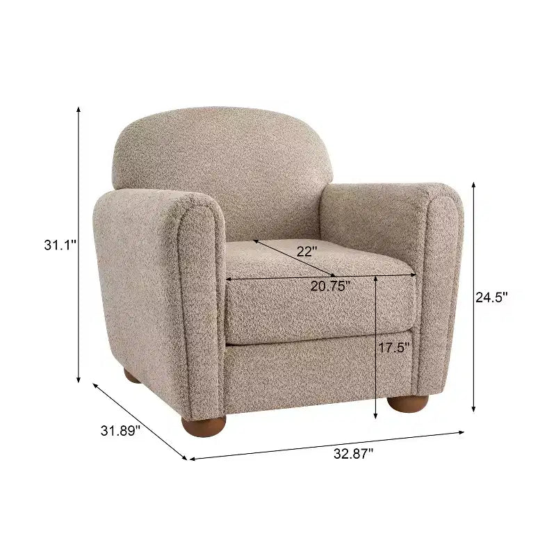Fauteuil d'appoint moderne en bois rembourré avec accoudoirs arrondis