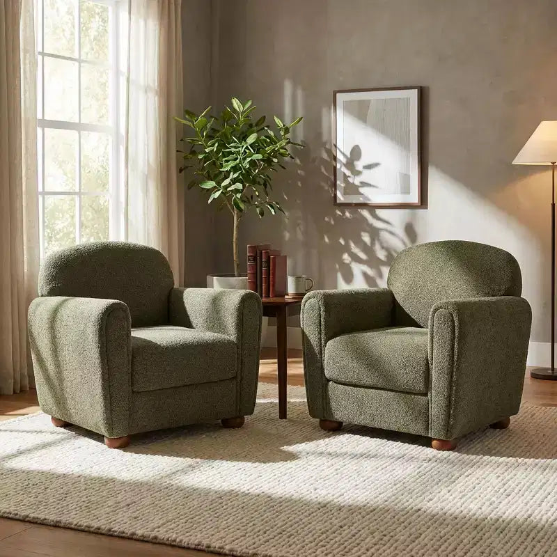 Fauteuil d'appoint moderne en bois rembourré avec accoudoirs arrondis