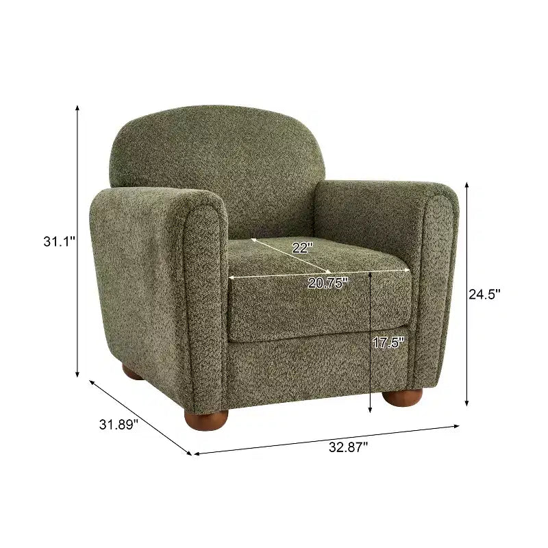Fauteuil d'appoint moderne en bois rembourré avec accoudoirs arrondis