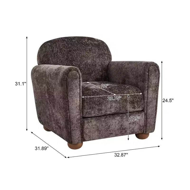 Fauteuil d'appoint moderne en bois rembourré avec accoudoirs arrondis