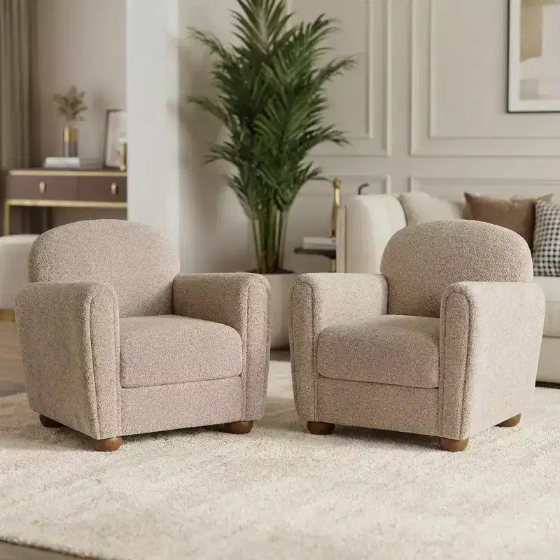 Fauteuil d'appoint moderne en bois rembourré avec accoudoirs arrondis