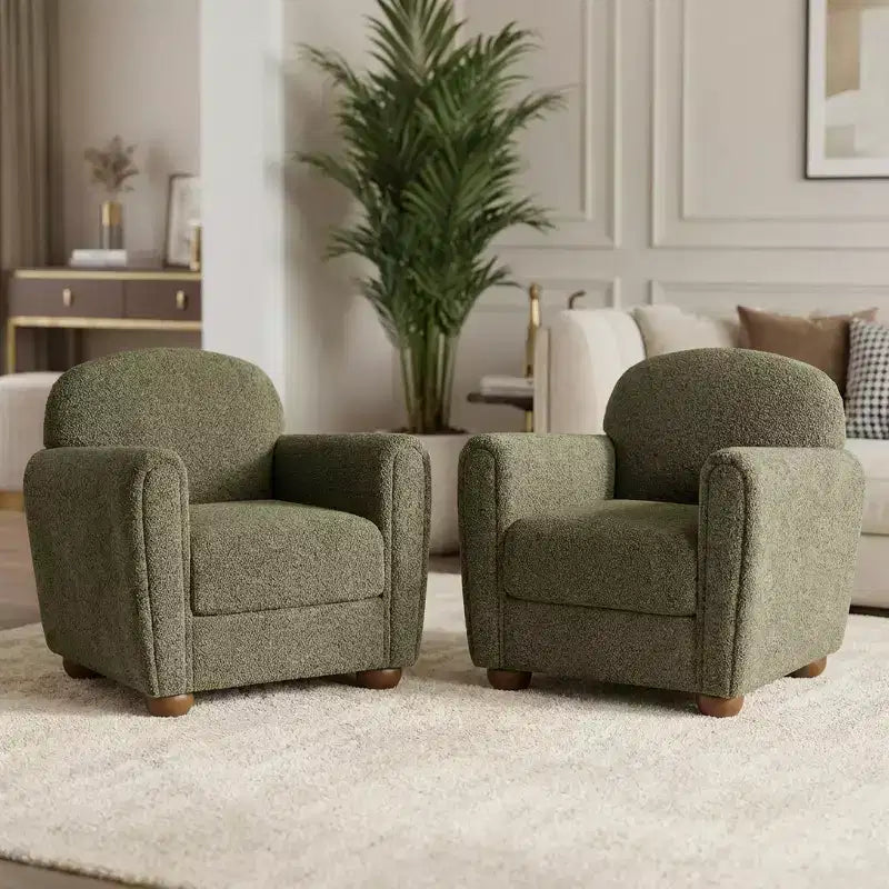 Fauteuil d'appoint moderne en bois rembourré avec accoudoirs arrondis