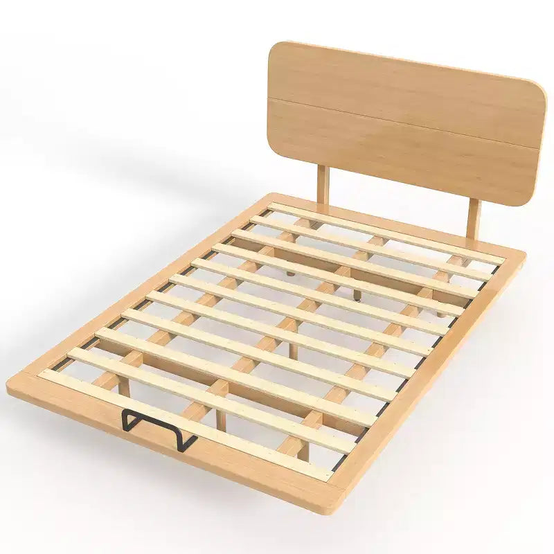 Lit plateforme avec tête de lit et ports USB, cadre de lit flottant en bambou massif