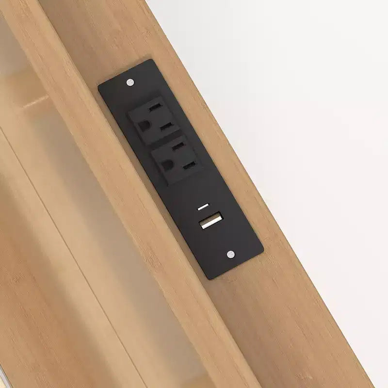 Lit plateforme avec tête de lit et ports USB, cadre de lit flottant en bambou massif