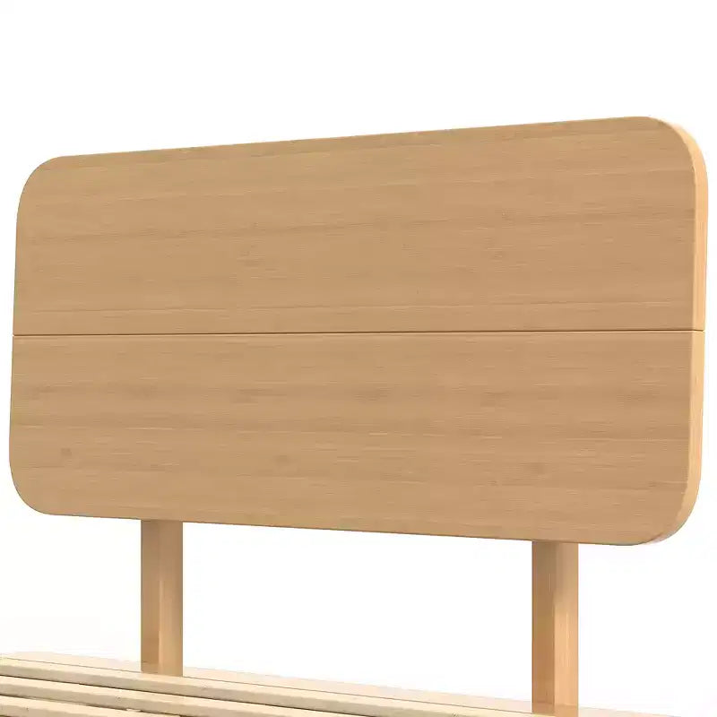 Lit plateforme avec tête de lit et ports USB, cadre de lit flottant en bambou massif