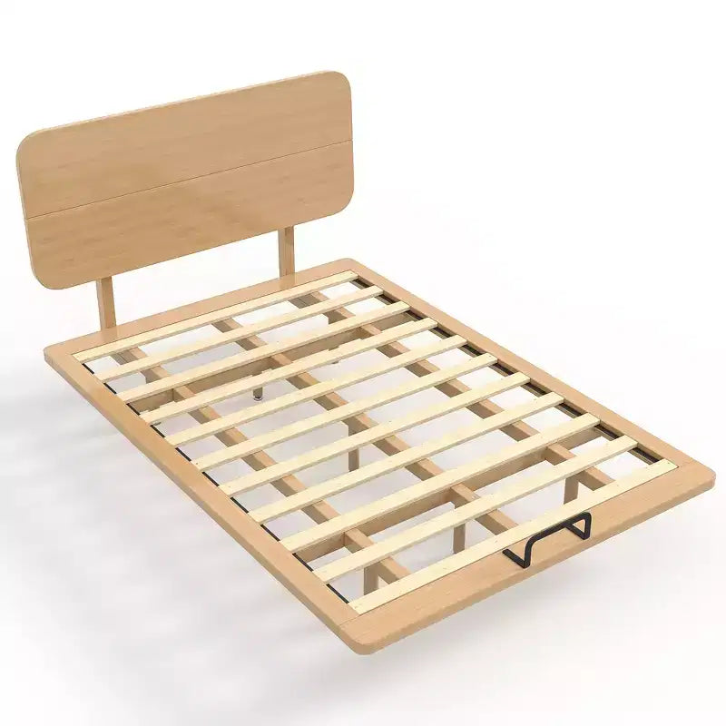 Lit plateforme avec tête de lit et ports USB, cadre de lit flottant en bambou massif